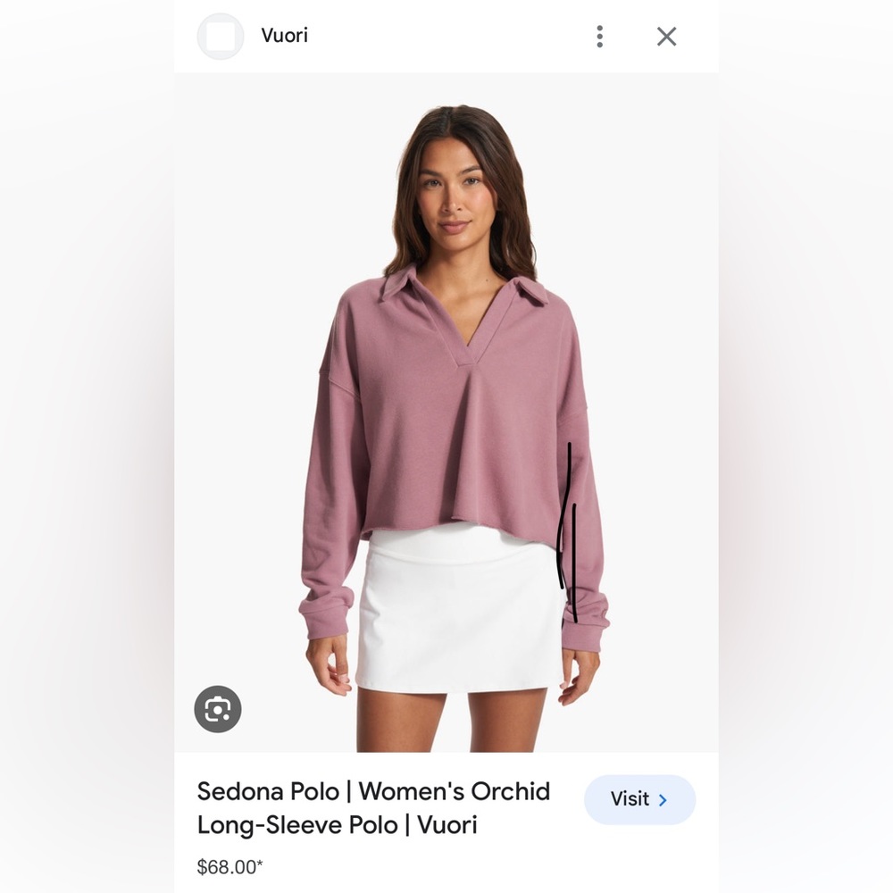 Vuori Sedona Cropped Sweatshirt color Orchid